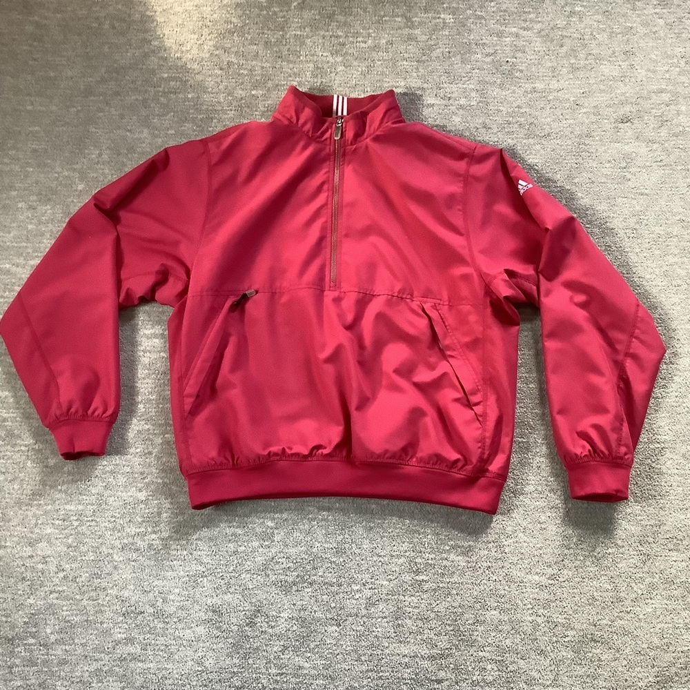 Adidas Vintage Half- Zip Red Windbreaker Sz. L